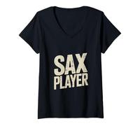 Femme Saxophone Jazz Saxophone Music Lover Band T-Shirt avec Col en V