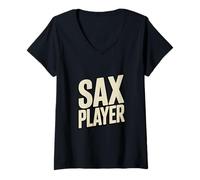 Femme Saxophone Jazz Saxophone Music Lover Band T-Shirt avec Col en V