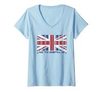 Femme Say No to Digital ID - Conservative Barcode UK Graphic T-Shirt avec Col en V