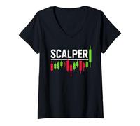 Femme Scalper - Les Traders Amateurs de Crypto Scalping sont en détresse T-Shirt avec Col en V