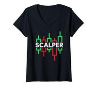 Femme Scalper pour Scalping Rapide et Day Traders Amateurs T-Shirt avec Col en V