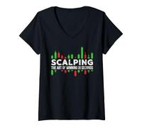 Femme Scalping l'art de Gagner en Quelques Secondes - Scalpers Trading T-Shirt avec Col en V
