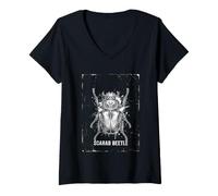 Femme Scarabée Insecte Vintage T-Shirt avec Col en V