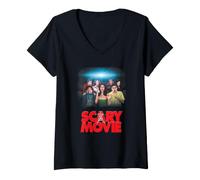 Femme Scary Movie Poster Classic Y2K Horror Comedy T-Shirt avec Col en V