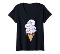 Femme Sceau de Glace drôle Phoque Kawaii T-Shirt avec Col en V