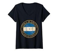 Femme Sceau Vintage Vieilli de la République du Honduras T-Shirt avec Col en V
