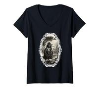 Femme Scène de pluie du détective noir kiwi T-Shirt avec Col en V