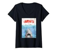 Femme Scène océanique représentant des mâchoires de Requin T-Shirt avec Col en V