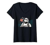 Femme Scène Originale du Coucher de Soleil Stormtrooper & Fighters T-Shirt avec Col en V
