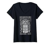 Femme Schéma d'ordinateur quantique Qubit Computing Physics Science Lab T-Shirt avec Col en V
