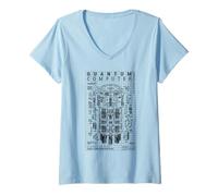 Femme Schéma d'ordinateur quantique Qubit Computing Physics Science Lab T-Shirt avec Col en V