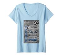 Femme Schémas Volkswagen Type 2 Camper T-Shirt avec Col en V