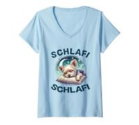 Femme Schlafi Schlafi Pyjama Yorkshire Terrier T-Shirt avec Col en V