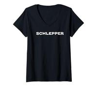 Femme Schlepper, Motif juif Amusant, Citation Yiddish T-Shirt avec Col en V