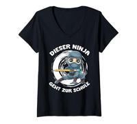 Femme School Ninja Boy Scolarisation École pour Ninjas T-Shirt avec Col en V