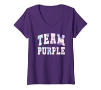 Femme School Team Purple Summer Camp War Game Camo Spirit Squad T-Shirt avec Col en V