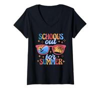 Femme School's Out for Summer Sunglasses Fun Summer Break Vibes T-Shirt avec Col en V