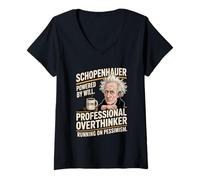 Femme Schopenhauer Professional Overthinker, propulsé par Will T-Shirt avec Col en V