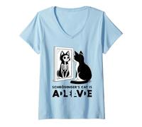 Femme Schrödinger's Cat Dead and Alive Mécanique quantique Physique T-Shirt avec Col en V