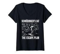 Femme Schrödingers Cat The Escape Plan | Funny Scientist & Teacher T-Shirt avec Col en V