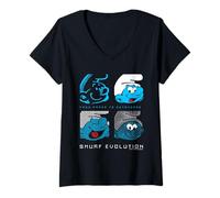 Femme Schtroumpf Evolution du Papier Au Métaverse Schtroumpfs Film T-Shirt avec Col en V