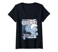 Femme Schtroumpfs Adventure Schtroumpf Tokyo Japon Voyage Fun Comic Classique T-Shirt avec Col en V