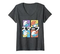 Femme Schtroumpfs Papa Schtroumpfette Hefty Brainy Pose Classique Tokyo Japon T-Shirt avec Col en V