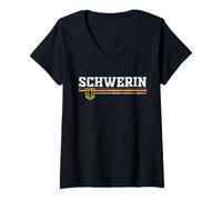 Femme Schwerin Germany/Deutschland T-Shirt avec Col en V