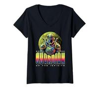 Femme Sci-FI 2030 Le Gardien du Guerrier Infini T-Shirt avec Col en V