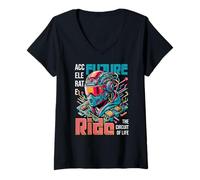 Femme Sci-FI Accelerate Future Ride Circuit of Life T-Shirt avec Col en V