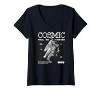 Femme Sci FI Cosmique Pixel Voyager Space Astronaute Journey T-Shirt avec Col en V