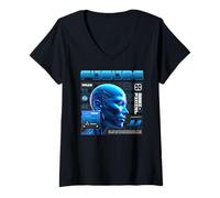 Femme Sci FI Future EVA 02 Miroir Intelligence Artificielle Humanité T-Shirt avec Col en V