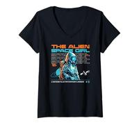 Femme Sci-FI : l'univers d'Alien Space Girl : mystère et Merveilles T-Shirt avec Col en V
