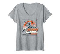 Femme Sci-FI Space Invasion Alien Warrior Future Battle T-Shirt avec Col en V