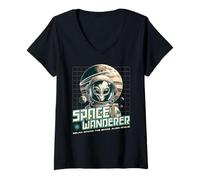 Femme Sci FI Space Wanderer Relax Among The Stars Style Alien T-Shirt avec Col en V