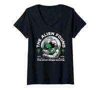 Femme Sci FI The Alien Found First Contact Change Tout T-Shirt avec Col en V