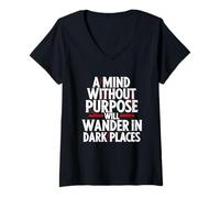 Femme Sci-FI Wisdom Citation Dark Fantasy Space Gaming Design T-Shirt avec Col en V