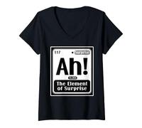 Femme Science Amusante - Chimie - Ah, Les éléments - Surprise - T-Shirt avec Col en V