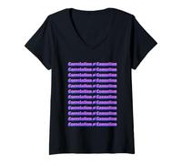 Femme Science and Statistical Message Correlation is Not Causation T-Shirt avec Col en V