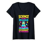 Femme Science Beaker Experiment Fun T-Shirt avec Col en V