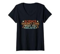 Femme Science Doesn't Care What You Believe T-Shirt avec Col en V