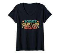 Femme Science Doesn't Care What You Believe T-Shirt avec Col en V