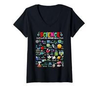 Femme Science is All Around Us Alphabet ABCs Scientist Teacher T-Shirt avec Col en V