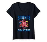 Femme Science is in My DNA - Professeur de Sciences physiques T-Shirt avec Col en V