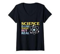 Femme Science is Like Magic But Real Science T-Shirt avec Col en V