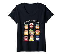 Femme Science is My Jam Joli Pot STEM pour Enfants et Enseignants T-Shirt avec Col en V