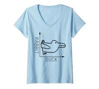 Femme Science Nerd Physique Mathématiques Enseignant Lapin Canard T-Shirt avec Col en V