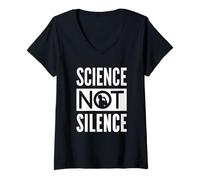 Femme Science Not Silence - Design Militant icône féministe T-Shirt avec Col en V