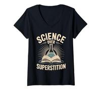 Femme Science sur la Superstition Conception de pensée rationnelle T-Shirt avec Col en V
