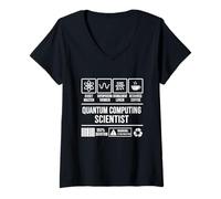 Femme Scientifique Informatique quantique Humour Physique drôle T-Shirt avec Col en V